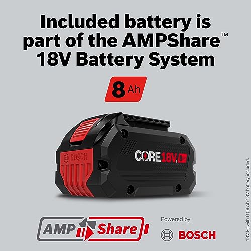 BOSCH GDS18V-740CB14 PROFACTOR™ 18V Connected 1/2 In. Impact Wrench Kit with Friction Ring and (1) CORE18V 8 Ah High Power Battery - WoodArtSupply