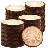 JAPCHET 50 PCS 5-5.5 Inch Natural Wood Slices, Wooden Circle Slices with Bark Unfinished Wood Discs for Home Decorations and Christmas Ornaments JAPCHET
