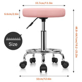 KKTONER PU Leather Round Rolling Stool with Foot Rest Swivel Height Adjustment Spa Drafting Salon Tattoo Work Office Massage Stools Task Chair (Pink) KKTONER