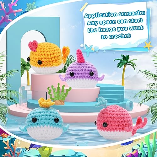 kgxulr 2 Pcs Watermelon Red Whale Crochet Kit, Beginner Animal Crochet Kit, Cute Crochet Starter Kit with Video Tutorial, Crochet Hooks, Colored - WoodArtSupply