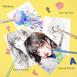 Arrtx Premium Hardcover Sketch Book, 60 Sheets/120 Pages, 180 GSM Thick Acid-Free Drawing Paper, Hardbound Sketch Pad with Inner Pocket, Green Arrtx