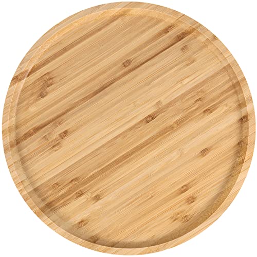 JOIKIT 5 Pack 8 Inch 20cm Bamboo Round Platter, Fine Polished Round Wood Plates Bamboo Serving Tray for Holding Fruit, Bread, Cheese, Nut, Coffee, JOIKIT