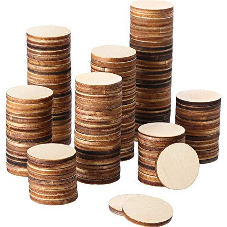 Boao 200 Pieces 1 Inch Unfinished Wood Slices Round Disc Circle Wood Pieces Wooden Cutouts Ornaments for Craft and Decoration Boao