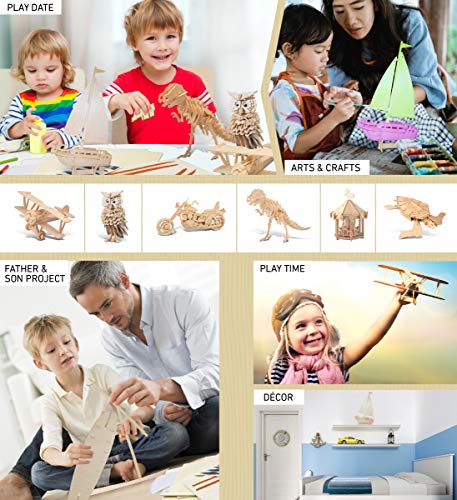 Puzzled 3D Puzzle Sailboat Wood Craft Construction Model Kit, Fun Unique & Educational DIY Wooden Toy Assemble Model Unfinished Crafting Hobby Boat Puzzled