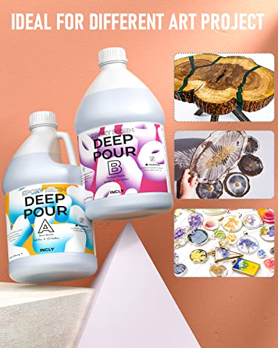 INCLY 1.5 Gallon Deep Pour Epoxy Resin Kit, High Gloss & Bubbles Free 2 to 4 Inch Depth Resin Epoxy, Resin Supplies for Coating & Casting, Craft - WoodArtSupply