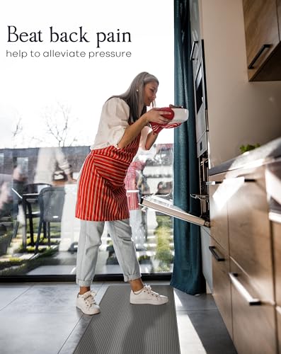 Homergy Anti Fatigue Kitchen Mats for Floor 2 PCS, Memory Foam Cushioned Rugs, Comfort Standing Desk Mats for Office, Home, Laundry Room, Waterproof Homergy