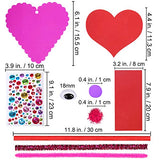 Winlyn 24 Sets Valentine's Day Heart Ornaments Decorations DIY Foam Heart Valentine Craft Kits Assorted Foam Heart Shapes Stickers Pom-poms Googly Winlyn