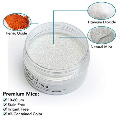 Shining Pearl White Mica Powder - SEISSO Mica Powder for Epoxy Resin (1.76oz/50g Bottle), Dye for Resin Crafting, Soap Making, Paints, Bath Bomb,
