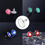 300 Pieces Stud Earring Kit Include 100pcs 12 mm Stainless Steel Blank Stud Bezel Settings 100 Rubber Backs 100 Earring Backs (Silver with Silver and Hicarer