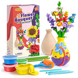 Drama Planet Flower Craft Kit for Kids, Make Your Own Flower Bouquet with Air Dry Clay, Arrange Clay Flowers & Create Personalized Art, Great Gifts Drama Planet