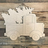 Christmas Tree in Truck Cutout, Unfinished Shape, Paint by Line Build-A-Cross
