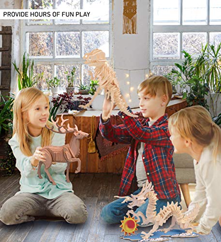 Puzzled 3D Puzzle Deer Wood Craft Construction Model Kit, Fun, Unique & Educational DIY Wooden Toy Assemble Model Unfinished Crafting Hobby Puzzle to Puzzled