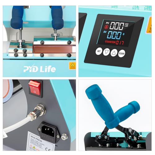 PYD Life 2 in 1 Dual 40 OZ Tumbler Heat Press Machine Double Station Combo Mug Heat Press Machine Mint Green for 40 OZ Tumbler Top and Tapered Bottom PYD Life