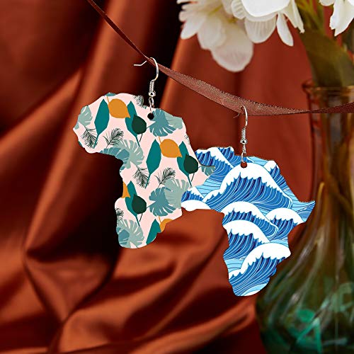 PH PandaHall 150pcs African Map Earring, Wood Earring Blanks Africa Shape Dangle Laser Cut Wooden Earring with Earring Hooks and Jump Rings for PH PandaHall