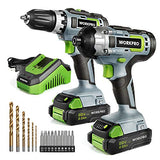 WORKPRO 20V Cordless Drill Combo Kit, Drill Driver and Impact Driver with 2x 2.0Ah Batteries and 1 Hour Fast Charger WORKPRO