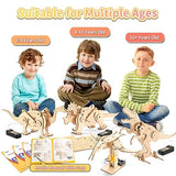 Dinosaur STEM Kits for Kids Ages 6-8-10-12, 4 in 1 Stem Projects, Wood Building Toys for Boys Age 8-12, Build It Yourself Woodworking Kit, DIY 3D Yutin
