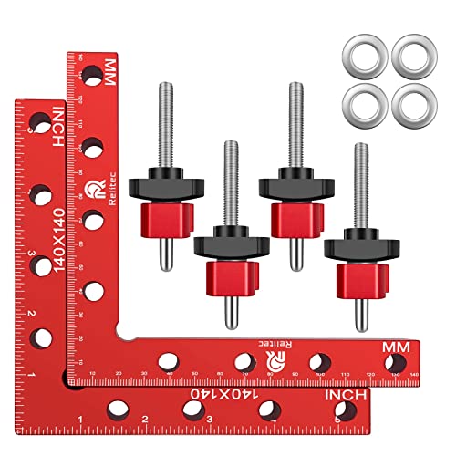 Relitec R Clamping Square, 90 Degree Corner Clamp, Right Angle Clamp For Woodworking, Included 2 Aluminum Alloy Positioning Squares (14cm/5.5")+ 4 - WoodArtSupply