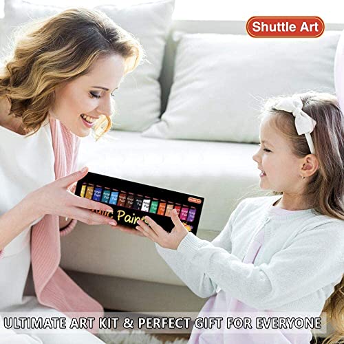 Shuttle Art Acrylic Paint Set, 15 x 12ml Tubes Artist Quality Non Toxic Rich Pigments Colors Perfect for Kids Adults Beginners Artists Painting on Shuttle Art