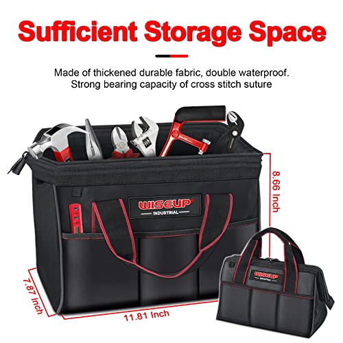 WISEUP Tool Set for Men and Women Heavy Duty,Household Basic Tool Kit for Home Repairing,DIY,Woodworking with 10-Inch Wide Mouth Open Storage Bag WISEUP