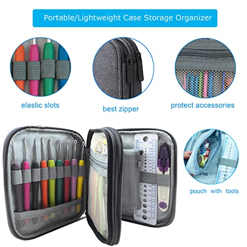 Weabetfu 102pcs Crochet Hooks Set Crochet Hook Kit with Case Ergonomic Crochet Needles for Arthritic Hands and Crochet Accessories Complete Crochet Weabetfu