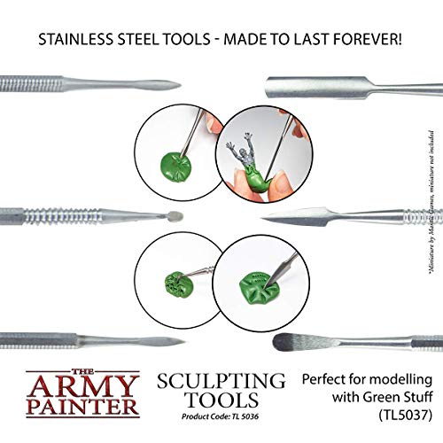 The Army Painter Clay Sculpting Tools - Set with Three Double Ended Stainless Steel Dab Tool, Polymer Clay Tools for Modeling Plastic, Resin, and - WoodArtSupply