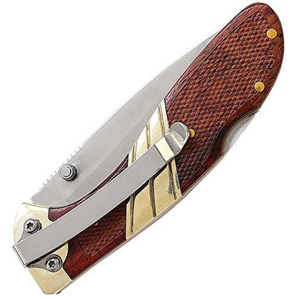 Old Timer 31OT Medium Lockback 6.5in High Carbon S.S. Folding Pocket Knife with 2.9in Drop Point Blade and Wood Handle for Hunting, Whittling, - WoodArtSupply