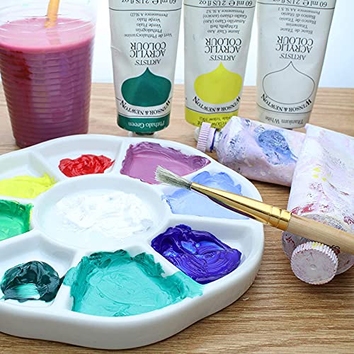 Gemerglity 8 inch porcelain watercolor palette, mixing ceramic watercolor  palette, mixing tray paint palett for watercolor gouache acryl