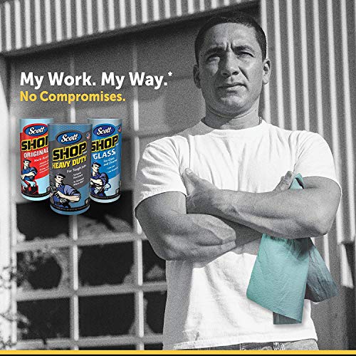 Scott Shop Towels, Strong and Absorbent Multi-Purpose Blue Disposable Towels, 55 Sheets per Roll, 4 Rolls (220 Sheets) Scott