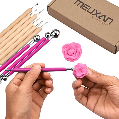 Meuxan 10 Piece Ball Stylus Dot Painting Tool Set, Clay Pottery Modeling Kit - WoodArtSupply