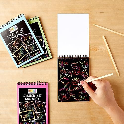 Bright Creations 8 Pack Rainbow Scratch Paper Pads for Kids with Wooden Styluses, 10 Sheets (5.5 x 3.9 In) Bright Creations