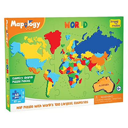 Imagimake Mapology World Map Puzzle | Educational Toys for Kids 5-7 | Puzzles for Kids Ages 4-8 | Map of The World | 6 Year Old Boy Gifts & Girl - WoodArtSupply