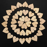 Outus 100 Pieces Wooden Hearts Blank Wooden Hearts Embellishments 40mm with 1 Roll 10m Natural Twine for Wedding Arts Crafts Card DIY Making Outus