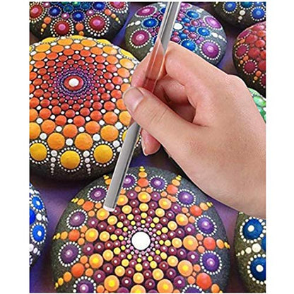 Seattle Luxe 50 Piece Mandala Dotting Tools, Easy-to-Follow Instructions w/Paint, Stencils, & More. Mandala Dot Art, Mandala Rock Painting Kit,