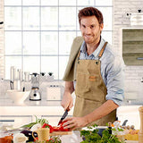 ZOMAO Chef Apron, Cotton Canvas Cross Back Apron with Pockets for Women and Men,Adjustable Strap and Large Pockets Apron,Kitchen Cooking Baking Bib ZOMAO