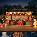 ABCCANOPY Wood Gazebo 11x13 - Outdoor Patio Wooden Gazebo with Hardtop Metal Double Roof for Garden, Backyard and Deck ABCCANOPY