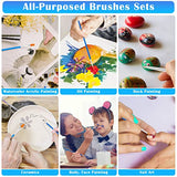Small Paint Brushes Bulk, Anezus 50 Pcs Flat Tip Round Acrylic Paint Brushes for Kids Classroom Acrylic Watercolor Canvas Face Painting Touch Up anezus