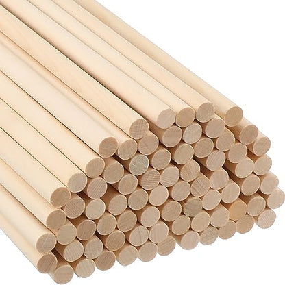 75 Pcs Dowel Rods, 3/8 x 24 Inch Birch Dowel Craft Wood Sticks Unfinished Wood Craft Sticks for Crafts and Diyers