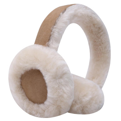 Harssidanzar Real Fur Winter Earmuffs for Men Women, Genuine Fur Earmuff,Sheepskin Ear muffs, Foldable Earmuffs, Outdoor Earmuffs,Ski Earmuffs