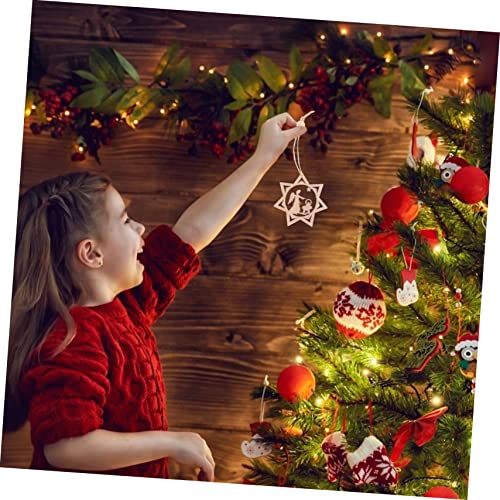Unomor 16pcs Christmas Ornaments Predrilled Unfinished Wood Cutout Christmas Wood Ornament Unfinished Wood Cutouts Christmas Tree Decorations Wooden Unomor