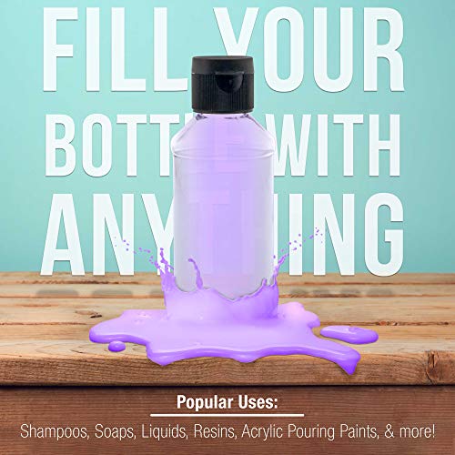 U.S. Art Supply 4 ounce Squeeze PET Plastic Bottles with Flip Cap - BPA-free, food safe, medical grade plastic, acrylic pouring paint Great For Hand US Art Supply