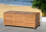 Safavieh PAT7038A Outdoor Collection Elina Teak 47.2" Cushion Deck Box, Natural Safavieh