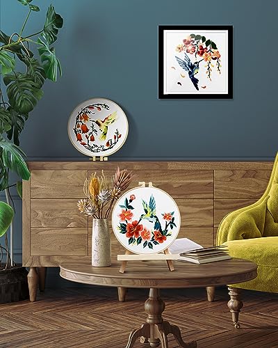 TINDTOP 3 Sets Embroidery Kit for Adult for Beginners, Hummingbird and Flower Embroidery Kit for Beginners Include Embroidery Cloth Hoops Threads for TINDTOP