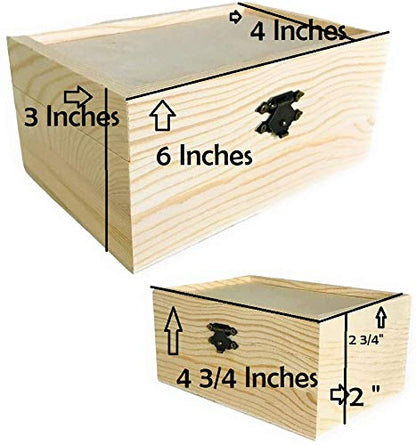 Oojami 12 Pc Rectangle Unfinished Wood Box Natural DIY Craft Stash Boxes with Hinged Lid and Front Clasp for Arts Hobbies |Comes in 2 Different Sizes - WoodArtSupply