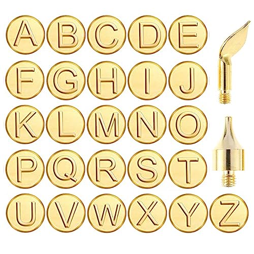 Wood Burning Tips Letters Uppercase Alphabet Branding and Personalization Set for Wood and Other Surfaces by Wooden Letters (Include 26 Letters +2 - WoodArtSupply