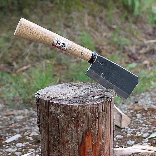 KAKURI Japanese NATA Small Hatchet Tool 5.3" [Double Bevel] Made in Japan, Japanese Wood Splitting Axe for Firewood