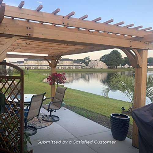 Backyard Discovery Beaumont 16 ft. x 12 ft. All Cedar Wooden Pergola Kit for Backyard, Deck, Garden, Patio, Outdoor Entertaining | Wind Rated at 100
