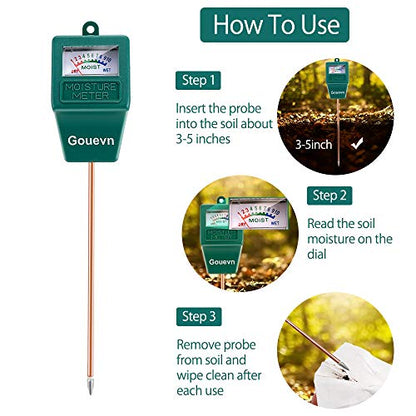 Gouevn Soil Moisture Meter, Plant Moisture Meter Indoor & Outdoor, Hygrometer Moisture Sensor Soil Test Kit Plant Water Meter for Garden, Farm, Lawn