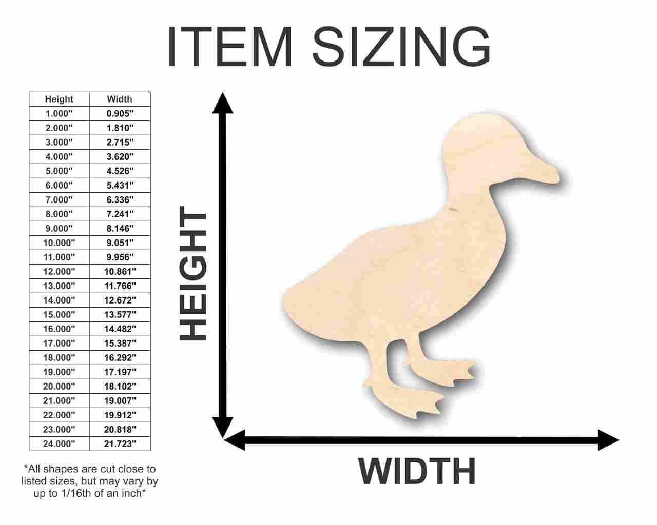 Unfinished Wood Walking Duck Shape - Animal - Wildlife - Craft - up to 24" DIY 6" / 1/4" 24 Hour Crafts