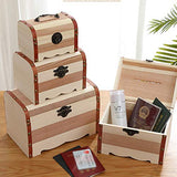 NUOBESTY Wood Treasure Chest Money Saving Jar Chest Piggy Bank Money Safe for Cash Saving Wooden Jewelry Organiser Vintage Luggage Wooden Bank NUOBESTY