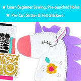 KRAFUN My First Unicorn Kids Sewing kit, Beginner Arts & Crafts, Make 5 Cute Projects with Plush Stuffed Animal, Pillow, Mobile, Keyring and Bag, KRAFUN